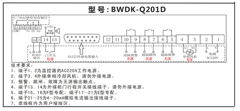 BWDK-Q201干式变压器温控器接线图